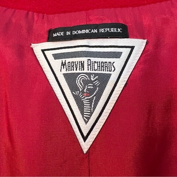 Marvin Richards Classic 100% Wool Hooded Red Coat Size S - Picture 9 of 9